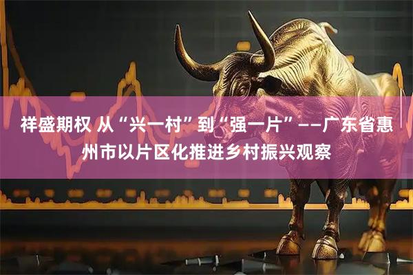 祥盛期权 从“兴一村”到“强一片”——广东省惠州市以片区化推进乡村振兴观察